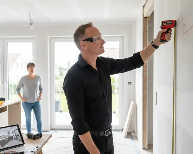 Fachgerechtes Aufmaß für die Küchenplanung im Küchenstudio Hilpoltstein durch einen Experten.